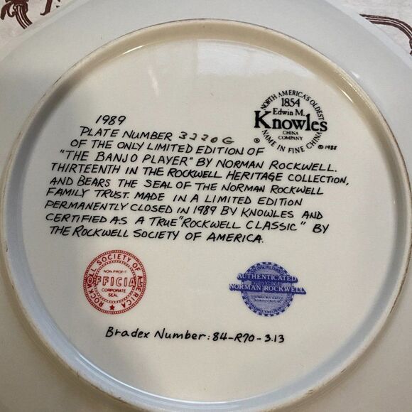 Norman Rockwell “The Banjo Player” Collector Plate Knowles 1989 Vtg - Picture 4 of 5
